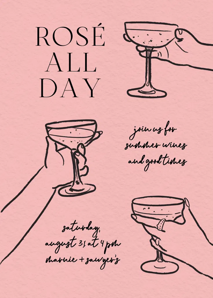 Glass of rosé - cocktail party invitation